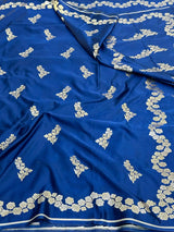 Navy Blue Mashru Katan Silk Zari Buta Banarasi Saree