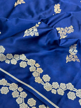 Navy Blue Mashru Katan Silk Zari Buta Banarasi Saree