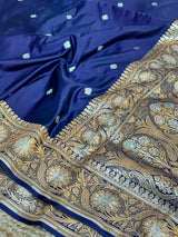 Navy Blue Premium Mashru Katan Banarasi Meenakari Saree