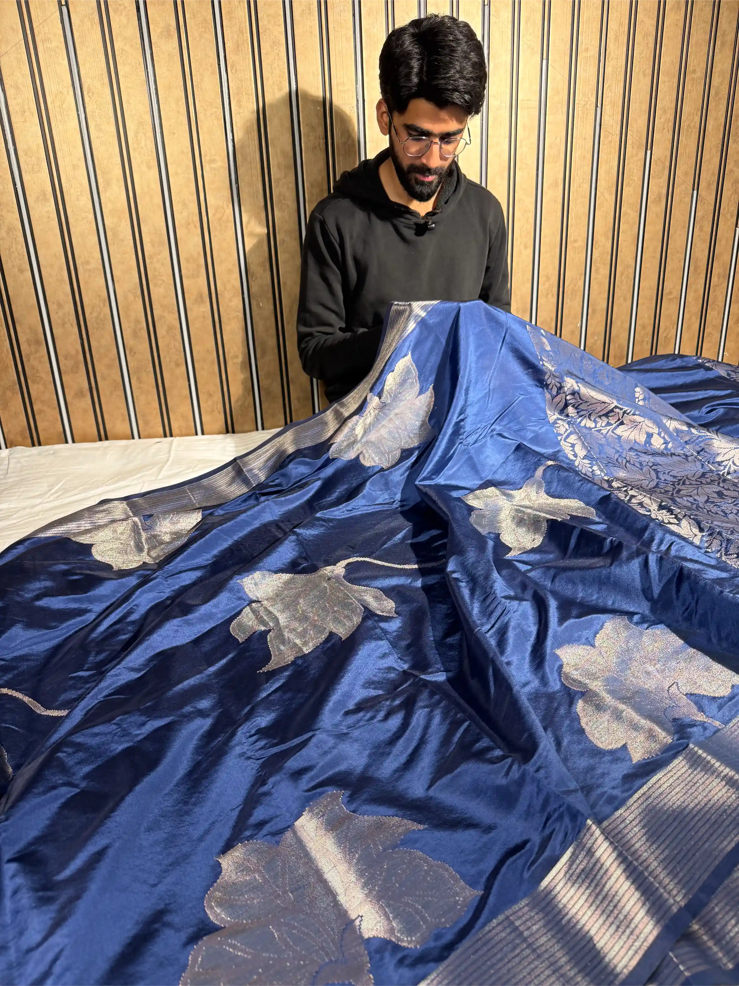 Navy Chinia Silk Heritage Grand Design Banarasi Saree