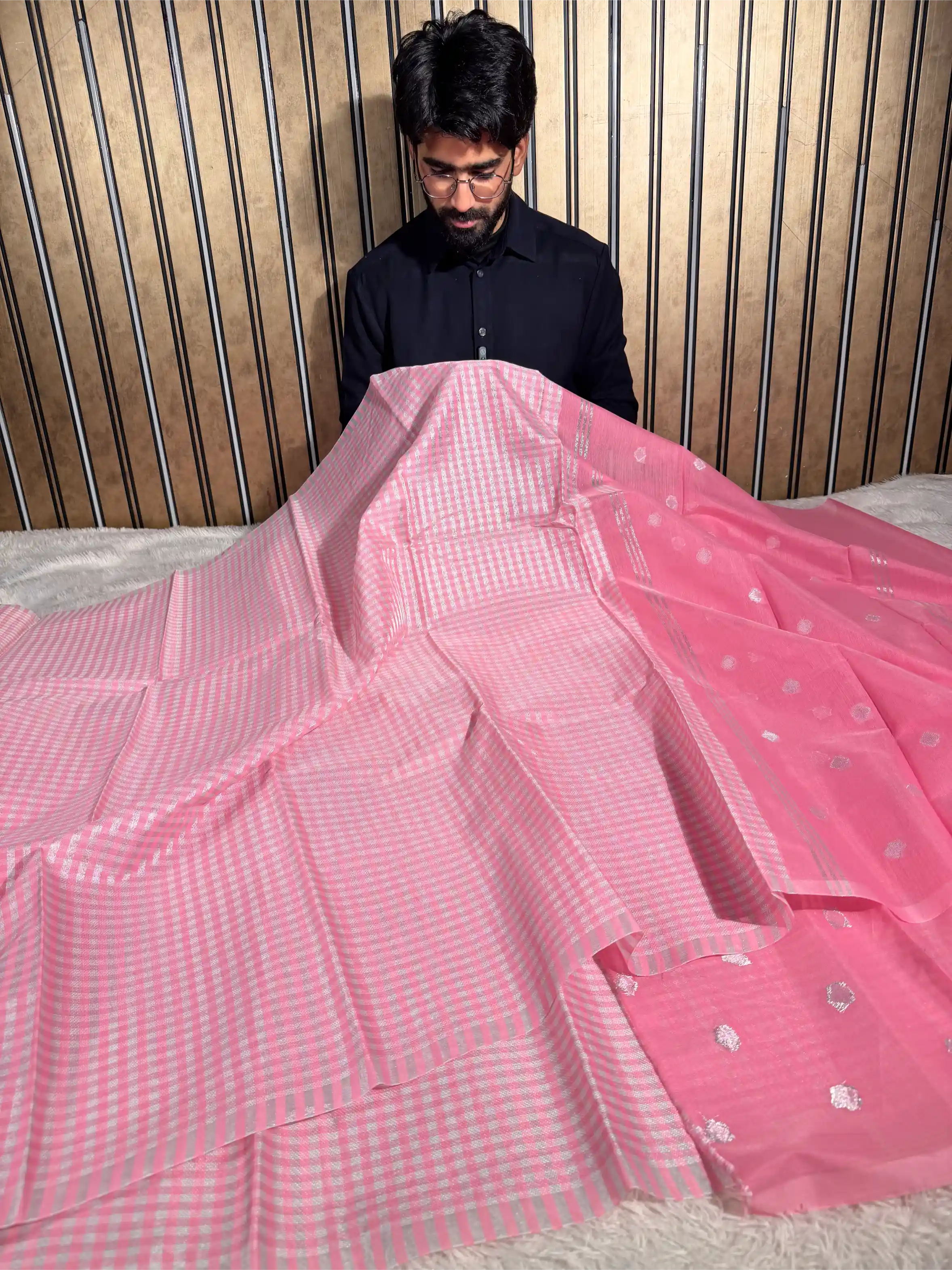 Nayanthara Ma’am Inspired Checked Tissue Silk Saree