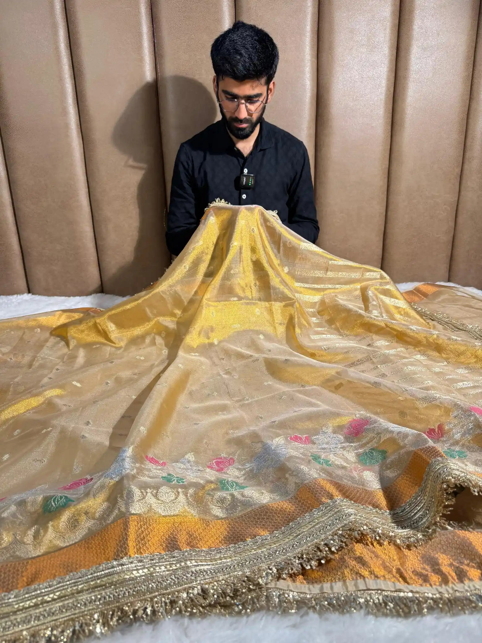 Never Seen Alfi Floral Border Tissue Designer Saree