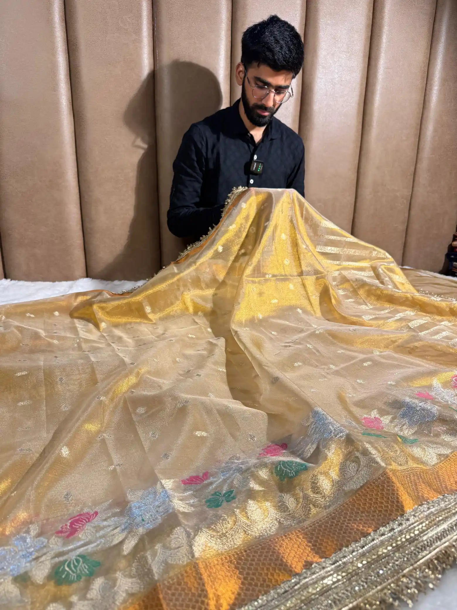 Never Seen Alfi Floral Border Tissue Designer Saree