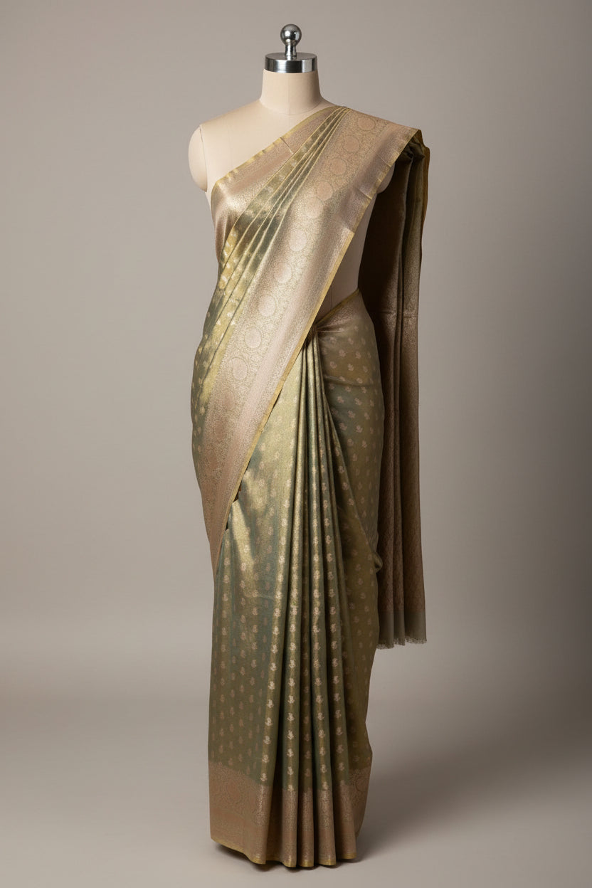 Never Seen Before Copper Tissue Silk Buti Weave Banarasi Saree