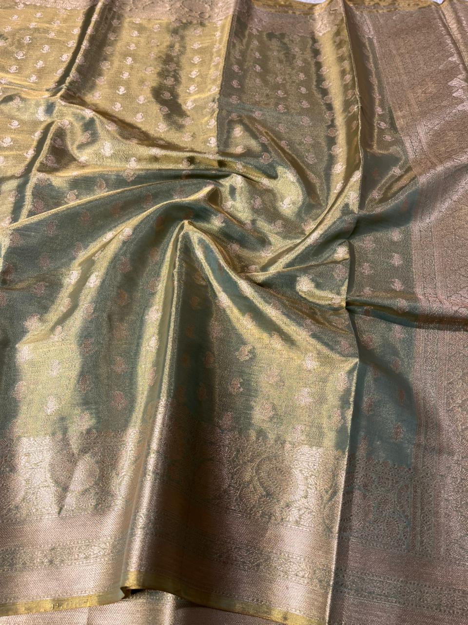 Never Seen Before Copper Tissue Silk Buti Weave Banarasi Saree