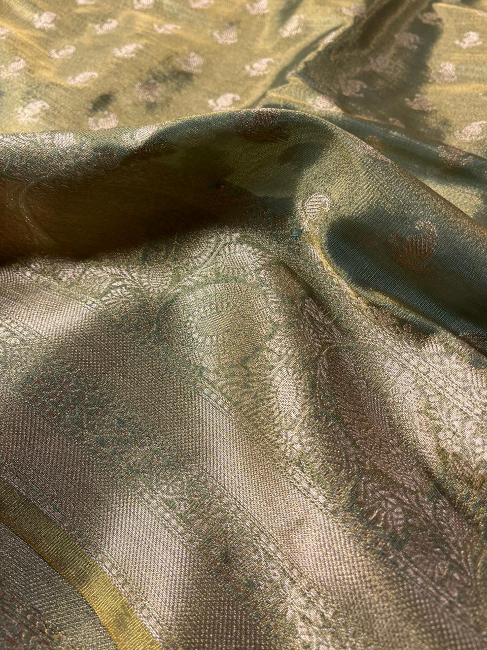 Never Seen Before Copper Tissue Silk Buti Weave Banarasi Saree
