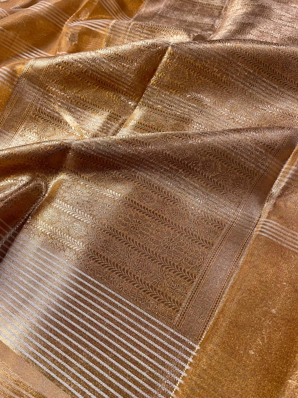 Never Seen Before Copper Tissue Silk Heritage Weave Banarasi Saree
