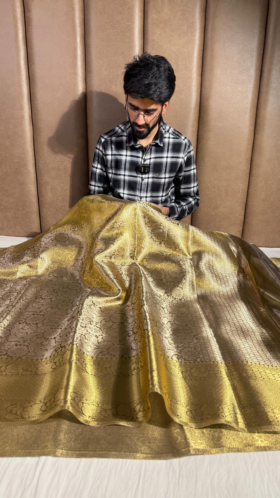 Never Seen Copper Gold Tissue Silk Banarasi Saree