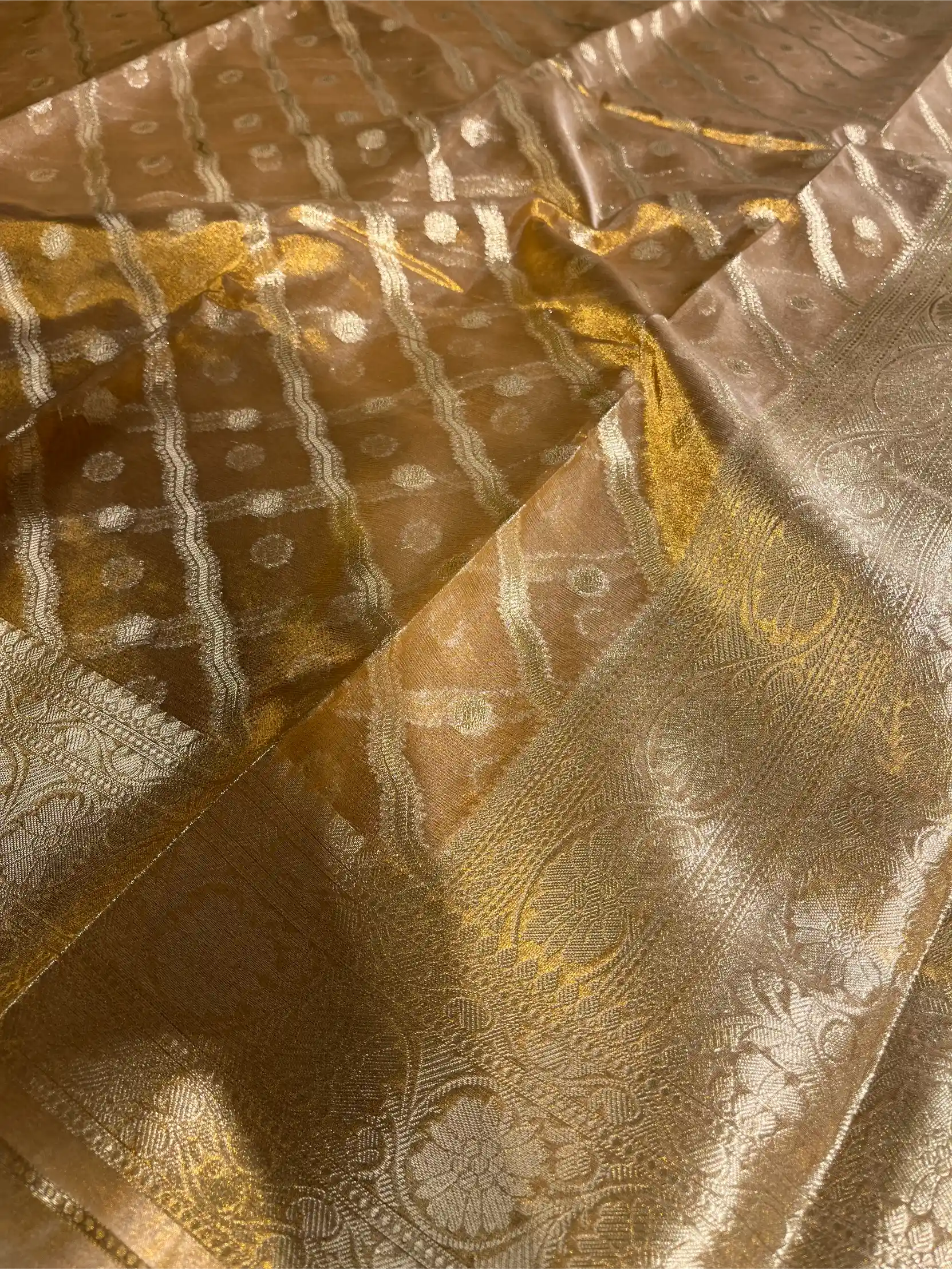 Copper Tissue Silk Saree with rich pallu and blouse