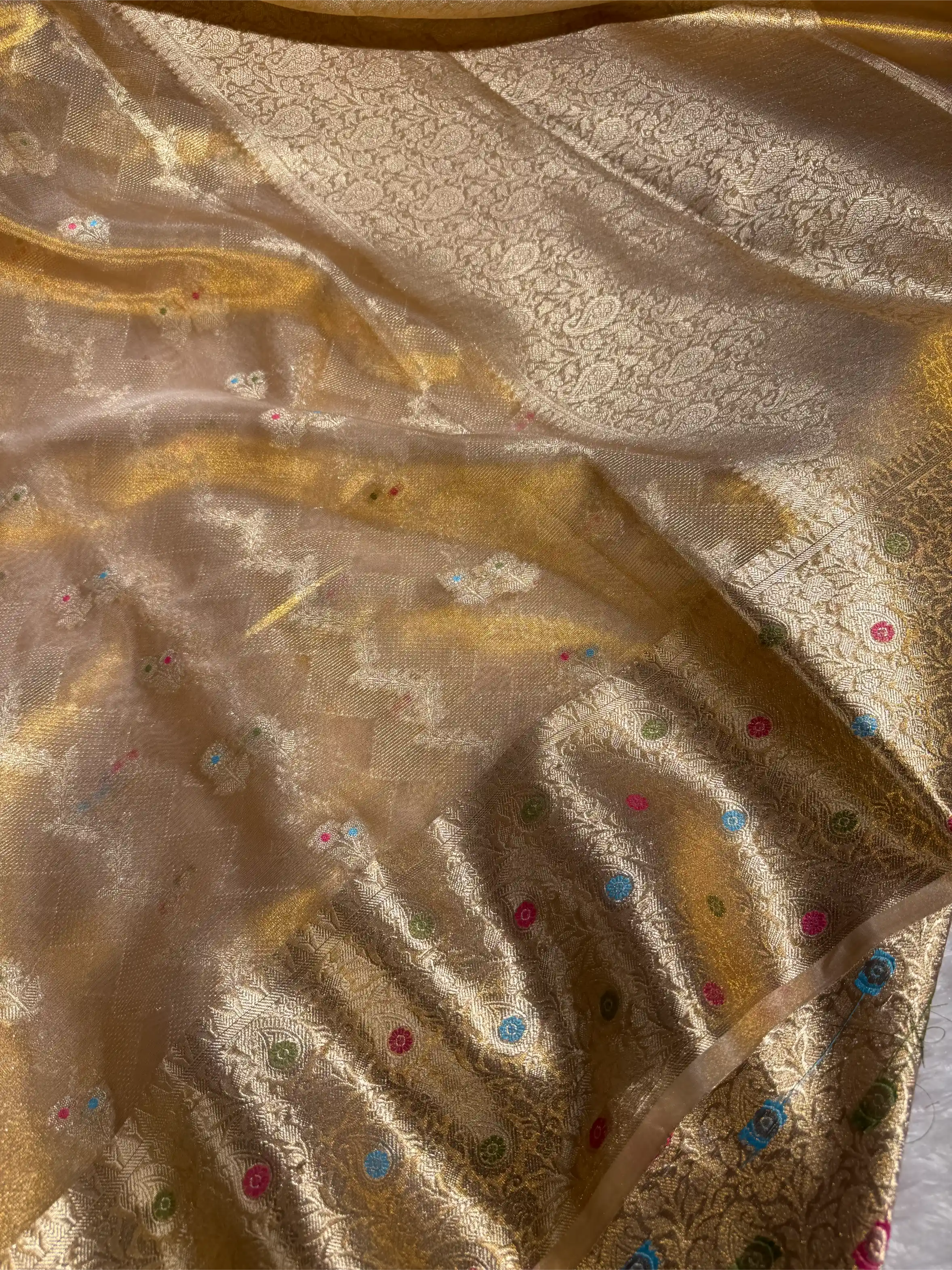 Never Seen Copper Tissue Silk Meenakari Banarasi Saree