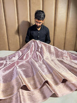 Never Seen Glare Glass Tissue Silk Lavender Banarasi Saree