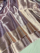 Never Seen Glare Glass Tissue Silk Lavender Banarasi Saree