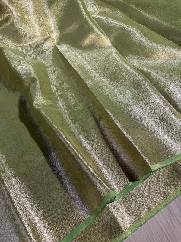 Never Seen Neon Glass Tissue Silk Banarasi Saree