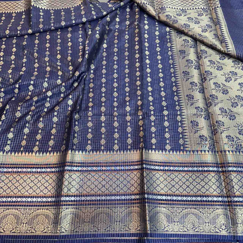 Nevy Blue Warm Silk Zari Buti Banarasi Saree