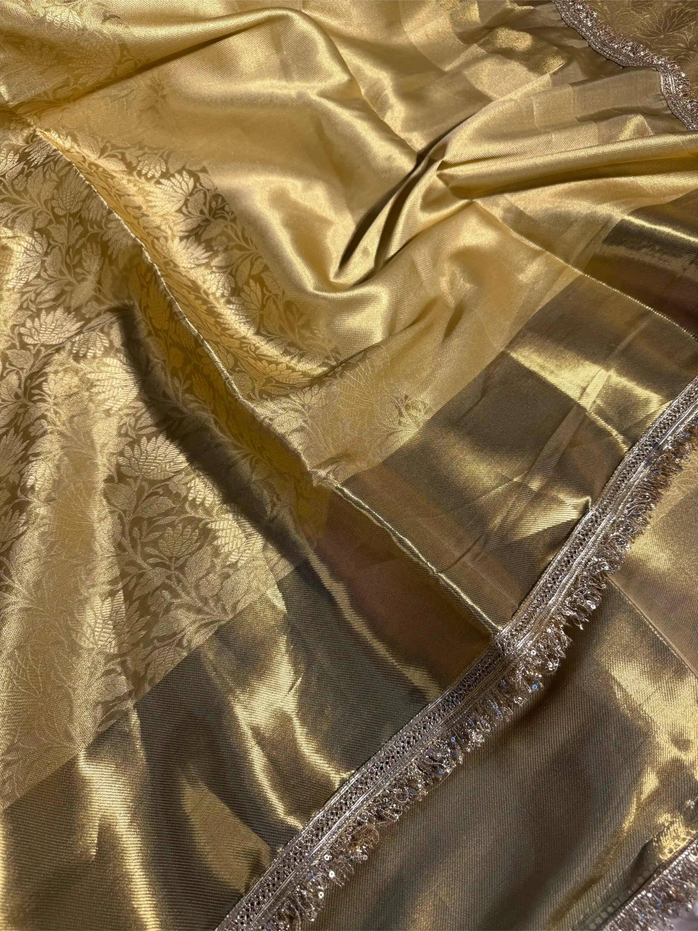 Nita Ambani Ma’am Inspired Kanjeevaram Tissue Silk Lace Attached Saree