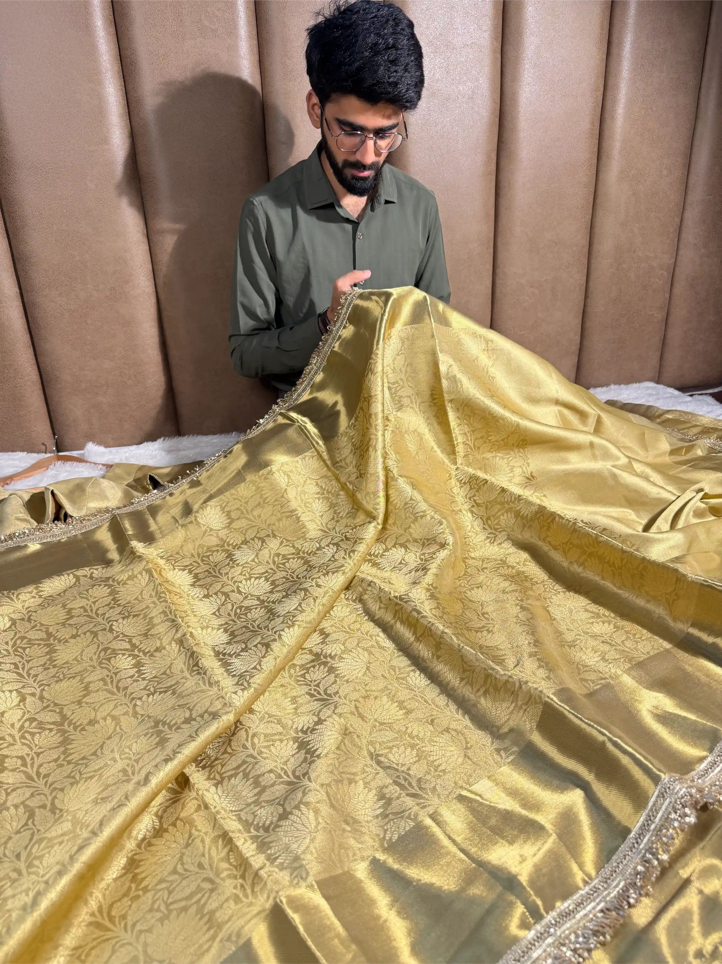 Nita Ambani Ma’am Inspired Kanjeevaram Tissue Silk Lace Attached Saree