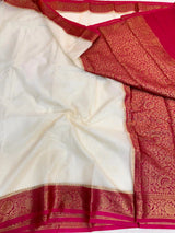 Off-White Mysore Crepe Silk Banarasi Saree
