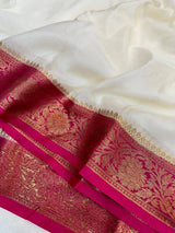 Off-White Mysore Crepe Silk Banarasi Saree