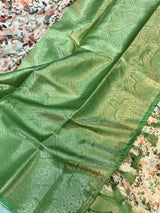 Off-White Soft Silk Digital Printed Floral Saree 