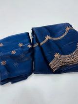 Oxford Blue Shimmery Tissue Silk Saree