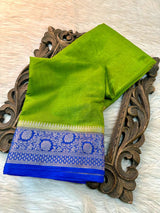 Parrot Green Mysore Silk Banarasi Saree