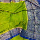 Parrot Green Mysore Silk Banarasi Saree