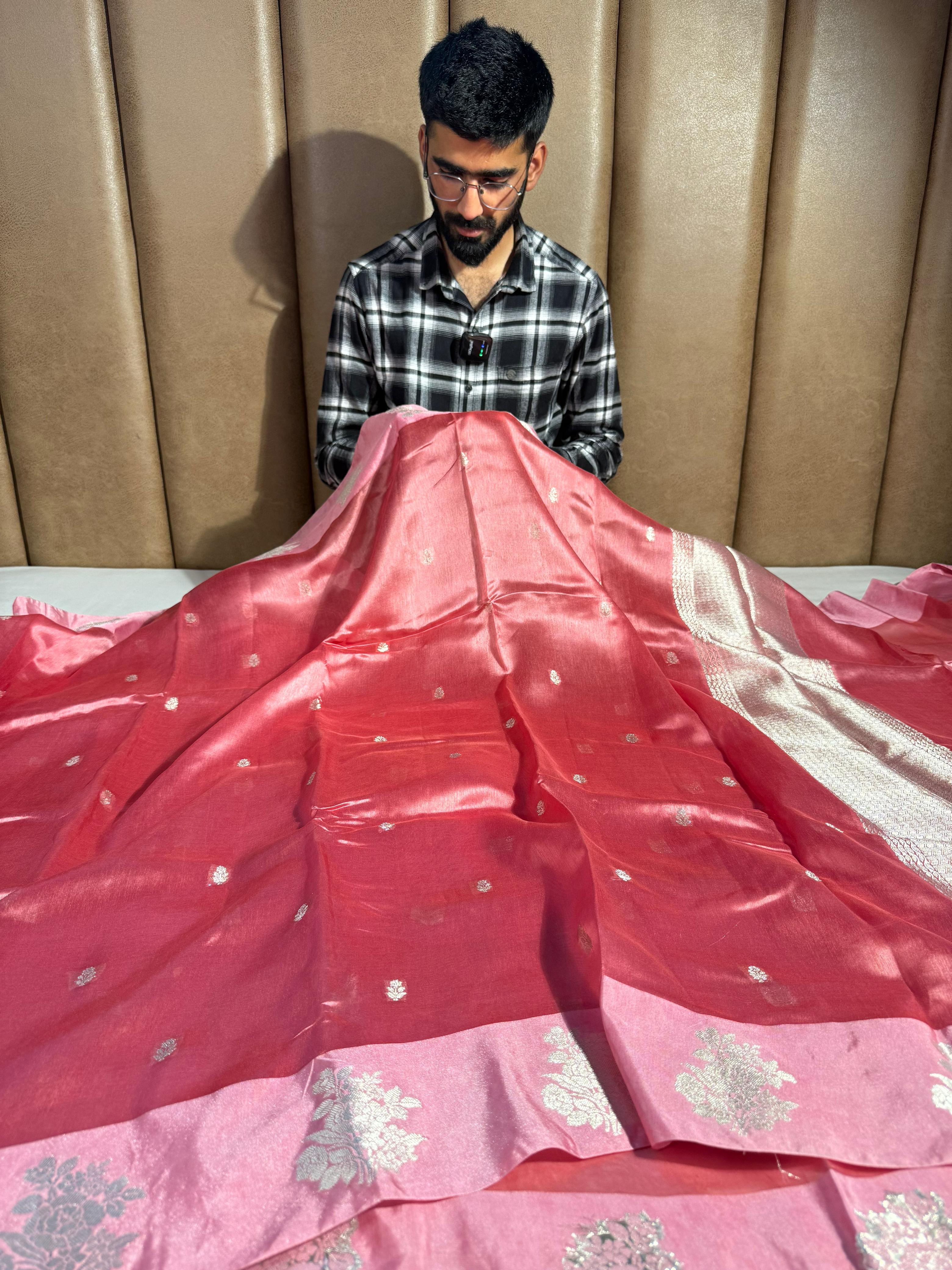 Pastel Peach Pure Viscose Silk Traditional Banarasi Saree