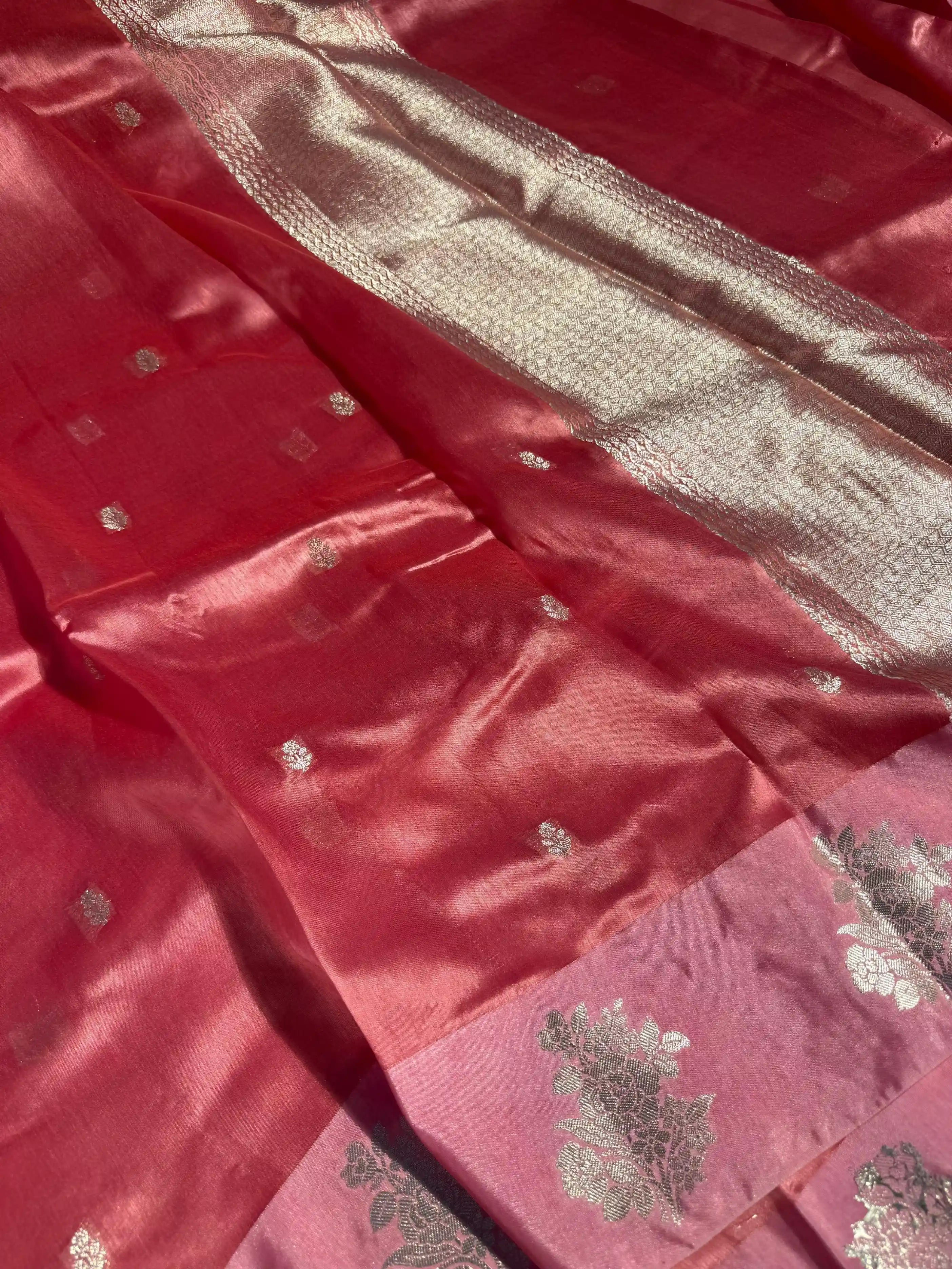 Pastel Peach Pure Viscose Silk Traditional Banarasi Saree