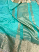 Pastel Sea Green Shade Organza Silk Designer Saree