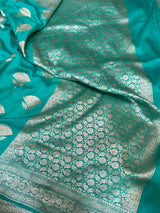 Pastel Green Buta Motifs Munga Silk Saree