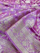 Pastel Pink Pure Chiniya Silk Banarasi Saree