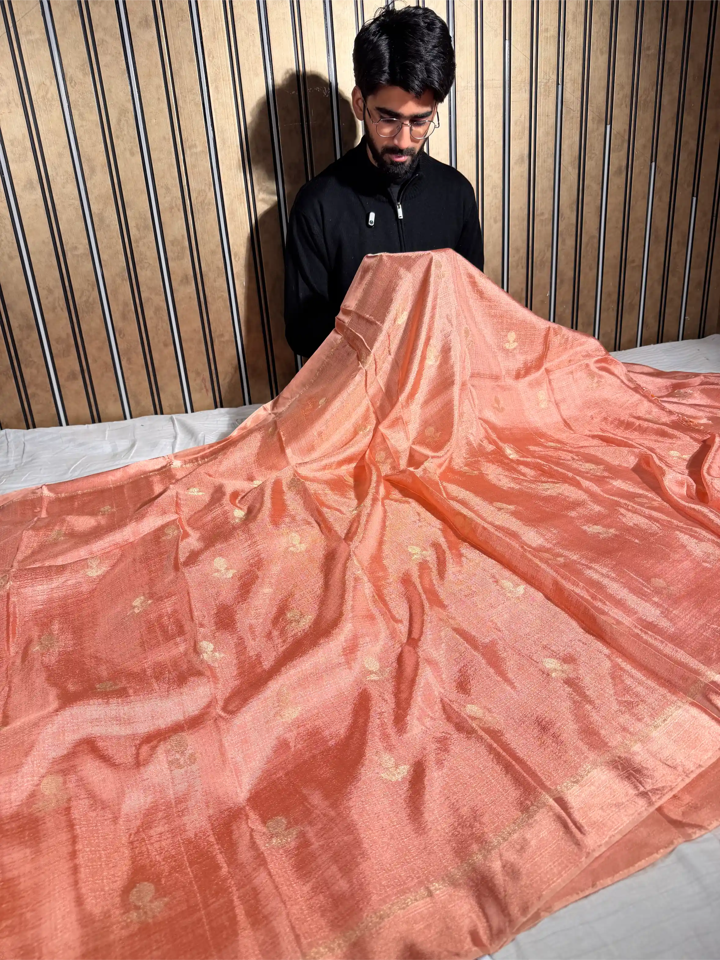 Peach Extremely Soft Georgette Silk Banarasi Saree