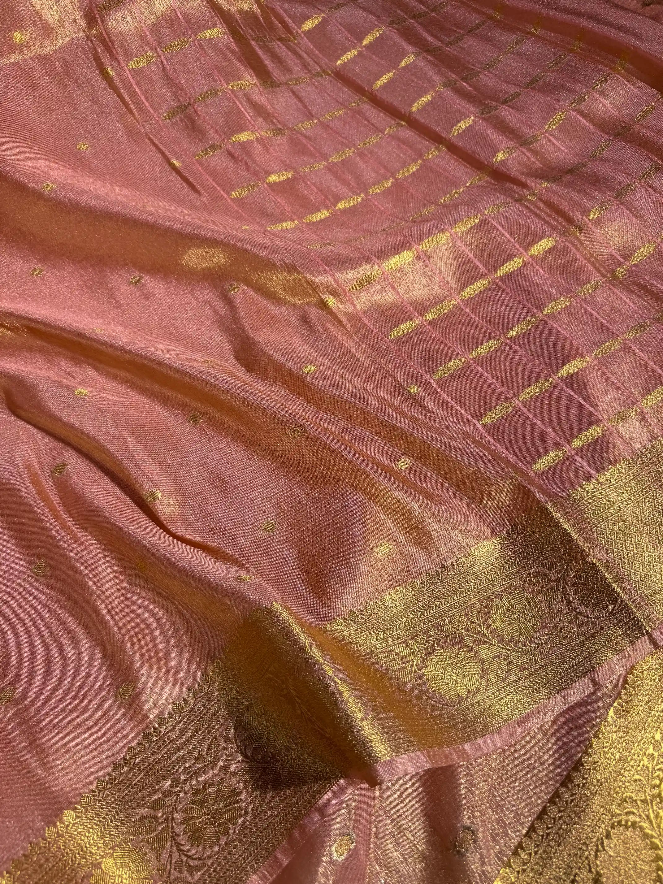 Peach Soft Breathable Tissue Silk Banarasi Saree