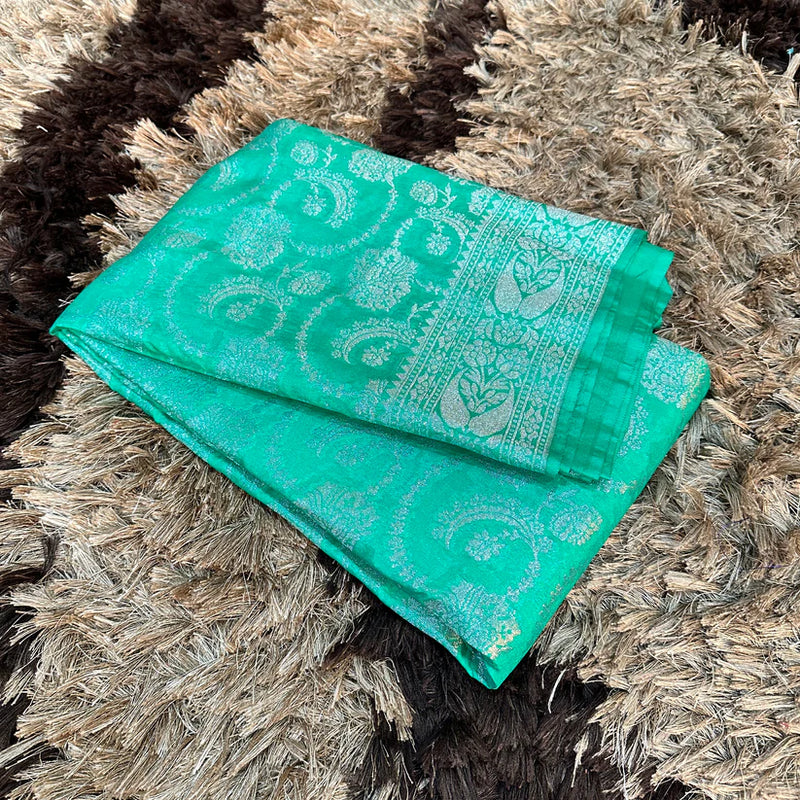 Sea Green Semi Katan Silk Zari Banarasi Saree