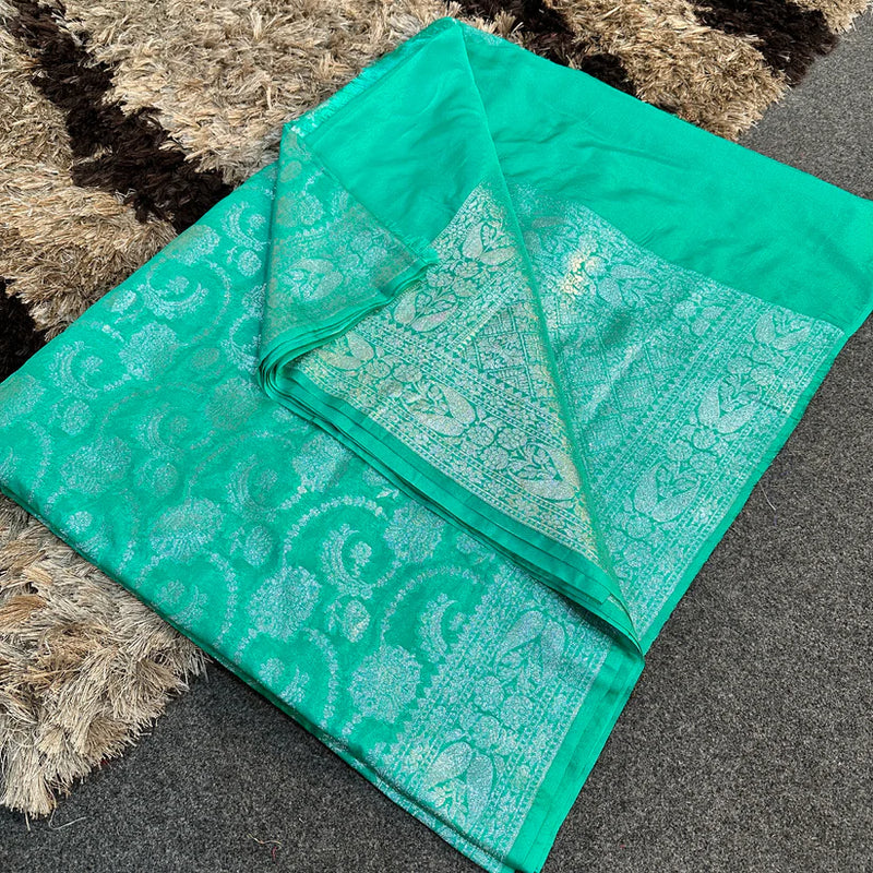 Sea Green Semi Katan Silk Zari Banarasi Saree