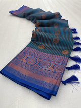 Handloom Inspired Rama Green Colour Softsilk banarasi saree