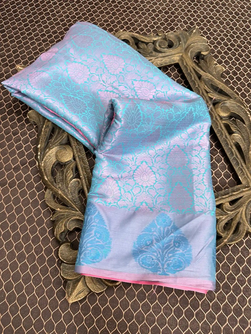 Beautiful Soft Cotton Zari Buta Banarasi Saree