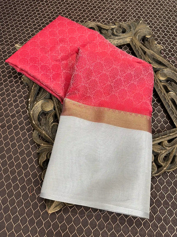 Beautiful Soft Cotton Zari Buta Banarasi Saree