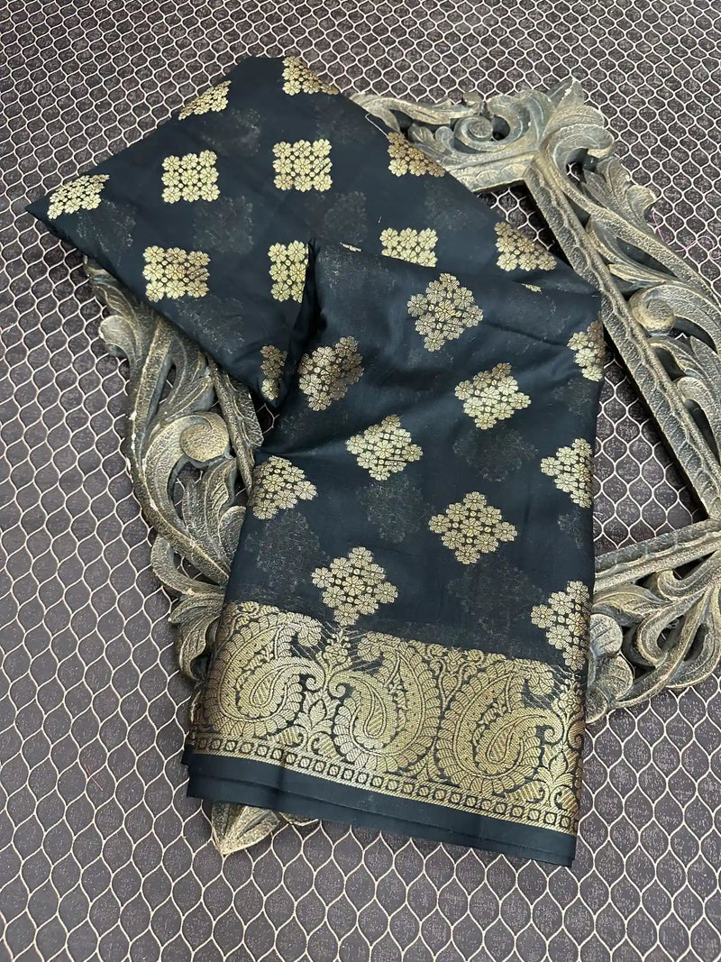 Beautiful Soft Cotton Zari Buta Banarasi Saree