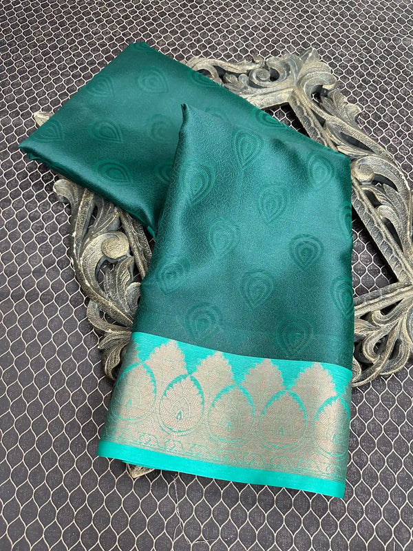 Beautiful Soft Cotton Zari Buta Banarasi Saree