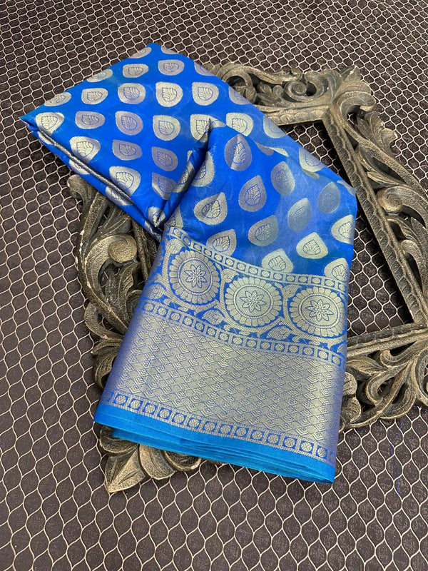 Beautiful Soft Cotton Zari Buta Banarasi Saree