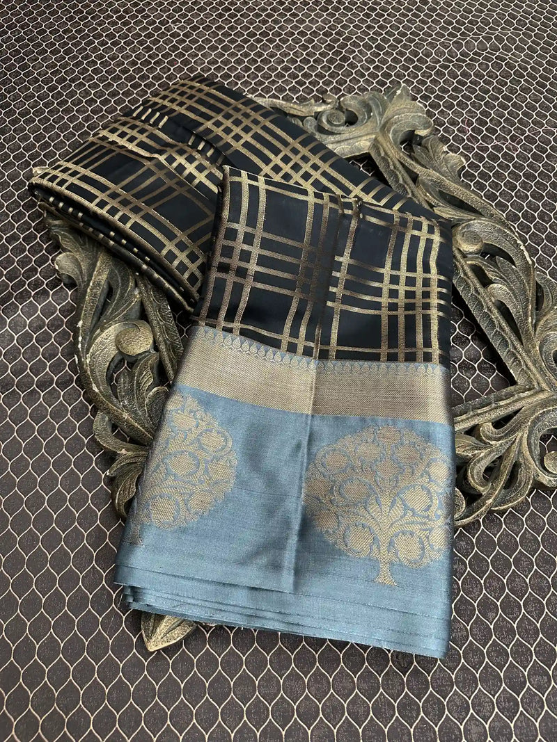 Beautiful Soft Cotton Zari Buta Banarasi Saree