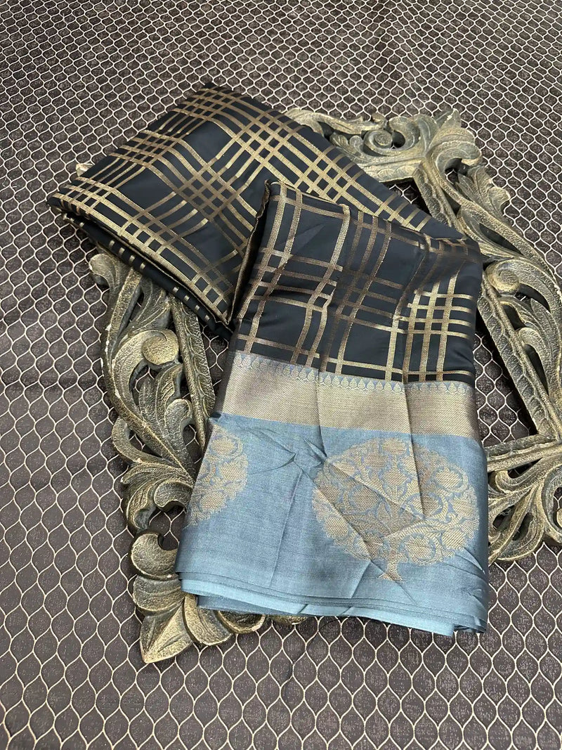 Beautiful Soft Cotton Zari Buta Banarasi Saree