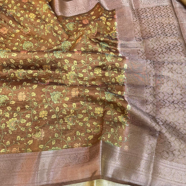 Crush Tissue Kalamkari saree