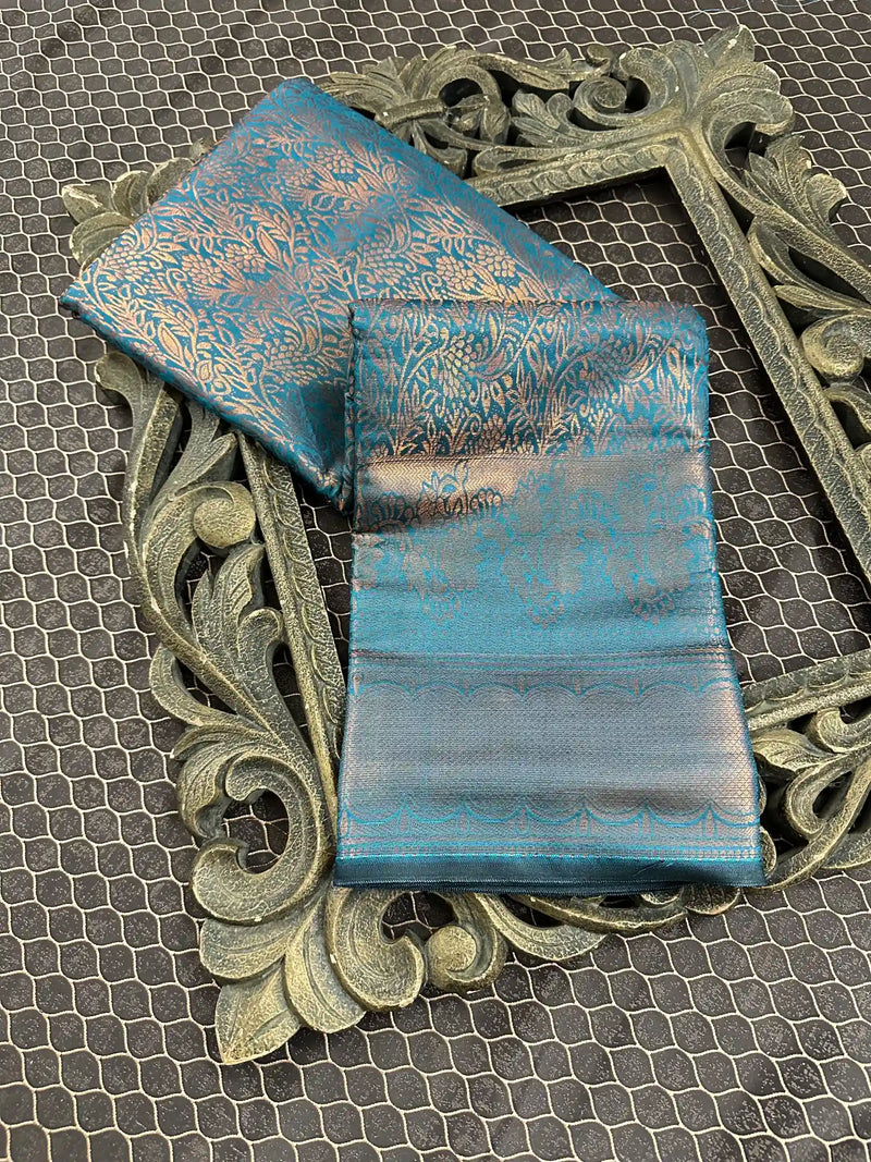 Beautiful Soft Cotton Zari Buta Banarasi Saree