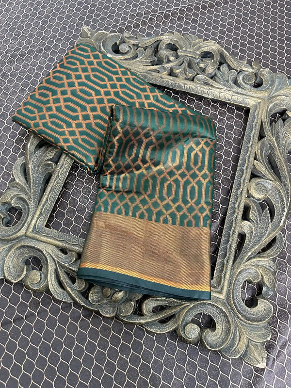 Beautiful Soft Cotton Zari Buta Banarasi Saree