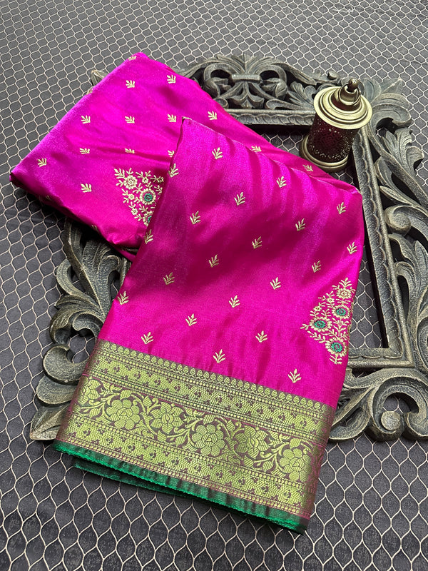 Beautiful Soft Cotton Zari Buta Banarasi Saree