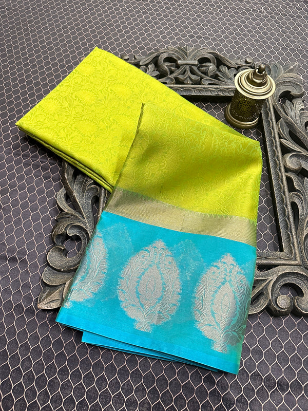 Beautiful Soft Cotton Zari Buta Banarasi Saree