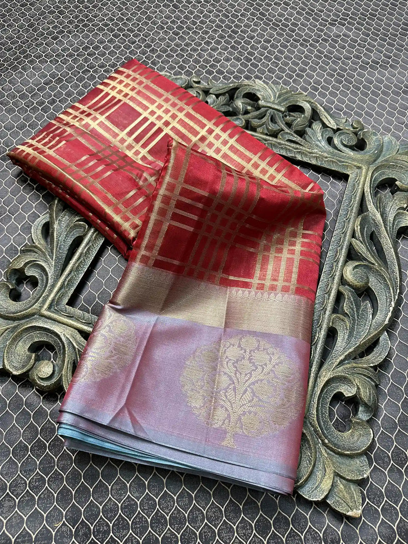 Beautiful Soft Cotton Zari Buta Banarasi Saree