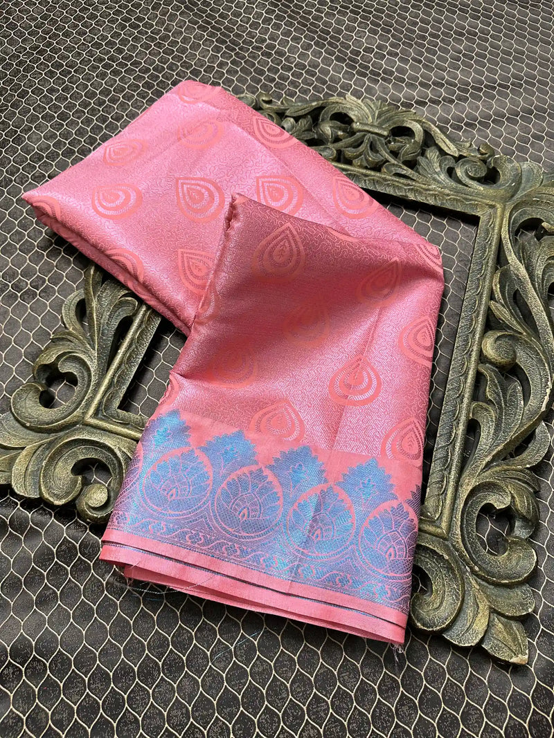 Beautiful Soft Cotton Zari Buta Banarasi Saree